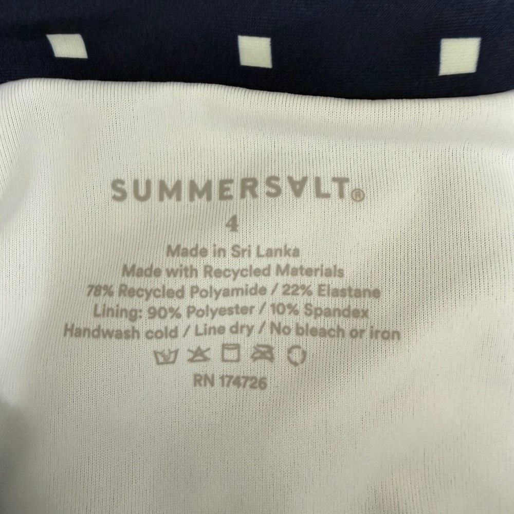 Summersalt The Ruffle Backflip One Piece Swimsuit Square Dot Blue Ivory Size 4 - Picture 11 of 12